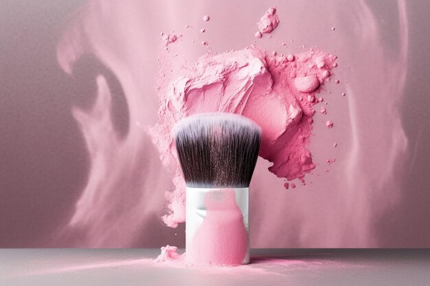 Artistry in Beauty A Palette of Makeup Brushes Cosmetic Elegance and Vibrant Powders