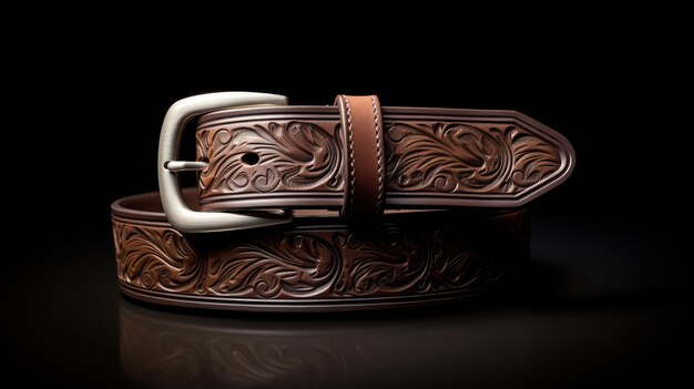 Photo artistry brown leather belt