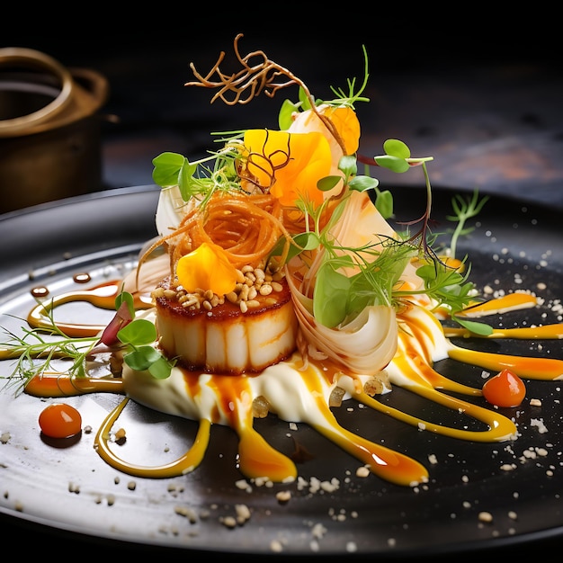 Photo artistry of food presentation in the kitchen showcase beautifully plated dishes