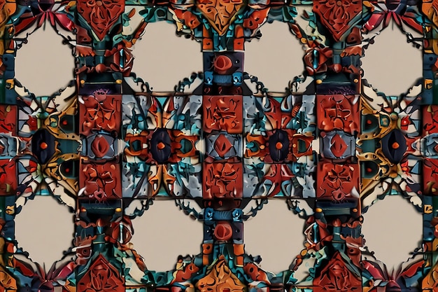 モロッコのファッシ刺<unk>の芸術 抽象的な幾何学的なパターン