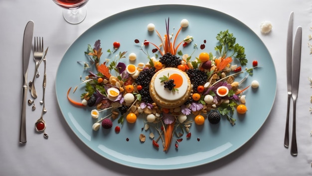 Artistry on a Plate Experience the Essence of Haute Cuisine in a Captivating TopDown View