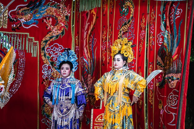 Photo artists performing vietnamese classical opera as know as hat boi in ho chi minh city vietnam