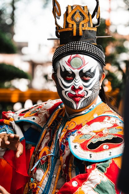 Artists performing vietnamese classical opera make up for the show in ho chi minh city vietnam