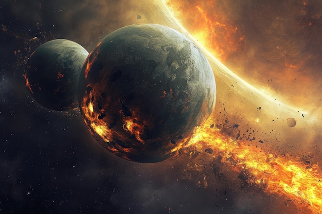 An Artists Rendering of a Solar System in Flames