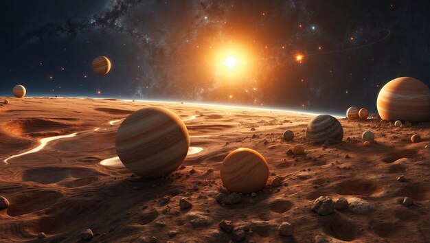 an artists rendering of the solar system