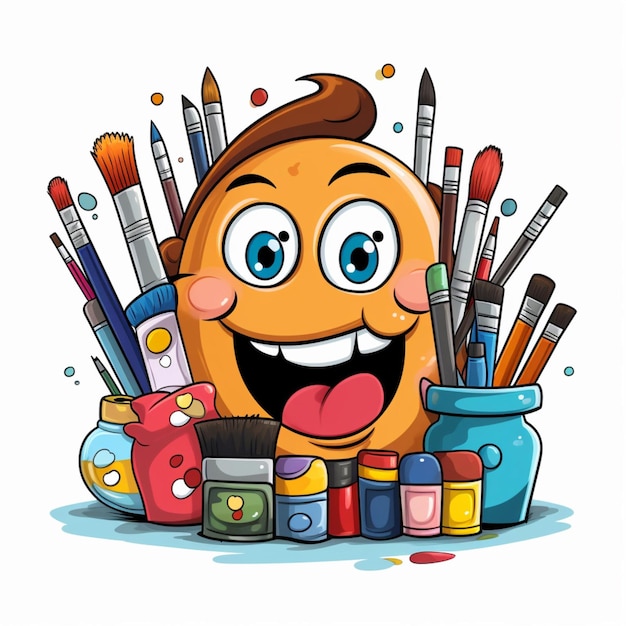 Photo arts and crafts emojis 2d cartoon vector illustration on w