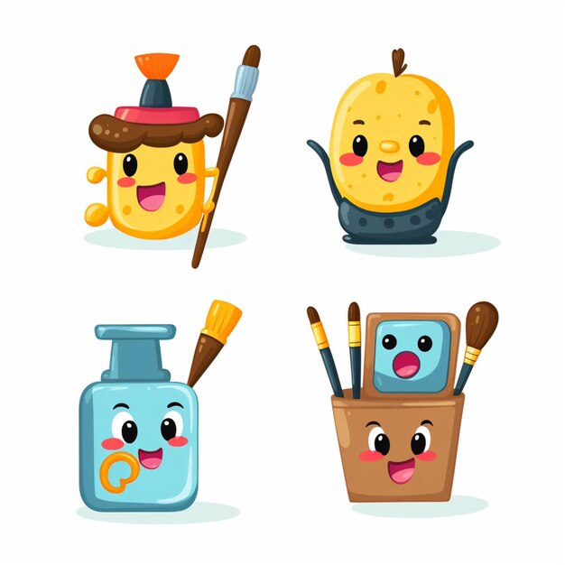 Photo arts and crafts emojis 2d cartoon vector illustration on w