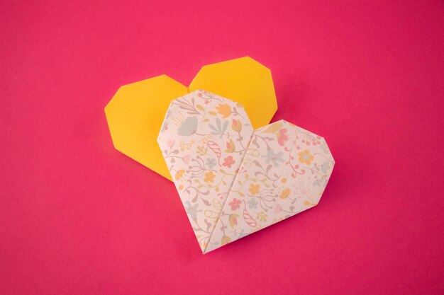 Arts and crafts Origami technical paper hearts for Valentine's Day