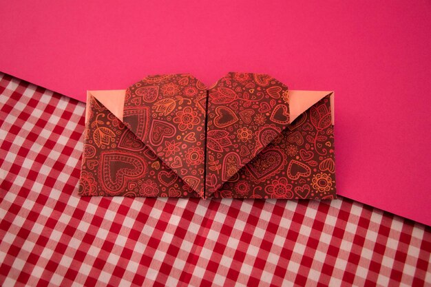 Arts and crafts origami technical paper hearts for valentine's day