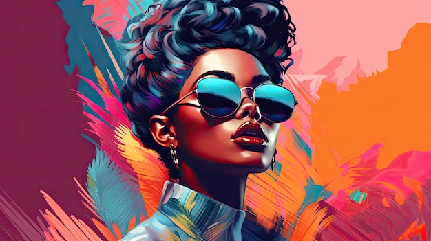 Artwork by a stunning young Black American fashion model Ideal for printing on fabric or paper poste...
