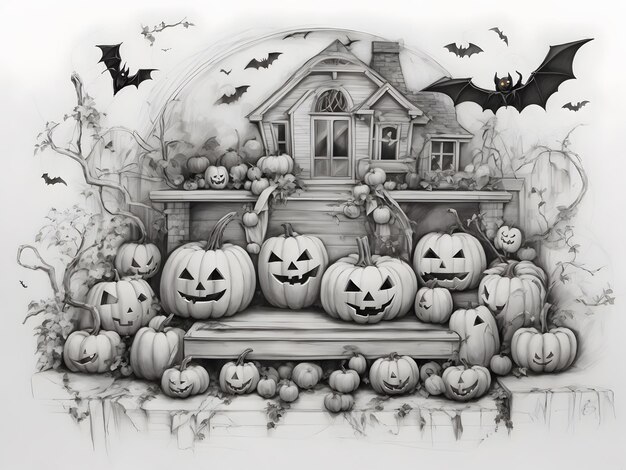 The artwork features the word 'Halloween' at its core with an array of classic Halloween symbols