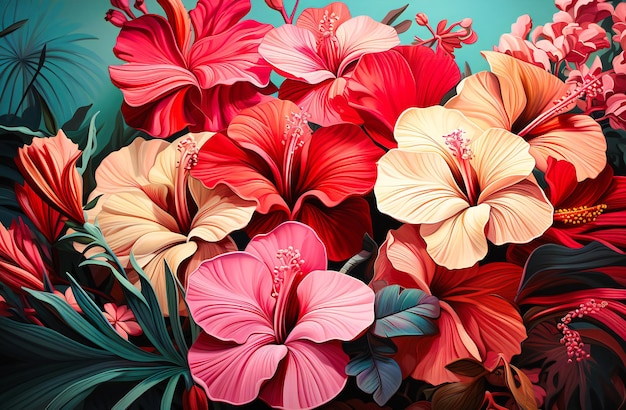 an artwork featuring tropical plants