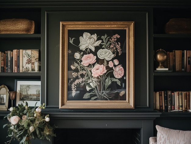 Artwork in a frame in the English countryside style art and home decor