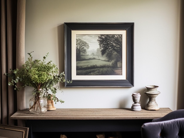 Artwork in a frame in the English countryside style art and home decor