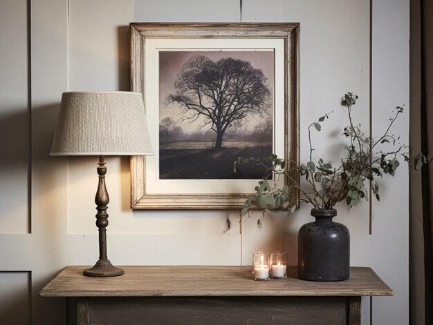 Artwork in a frame in the English countryside style art and home decor