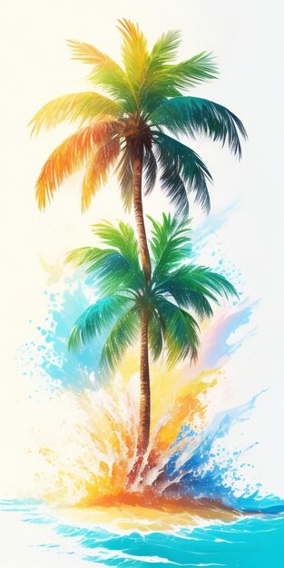 художественная графика величественной пальмы в стиле живописи Леонида Афремова Генеративный ИИ