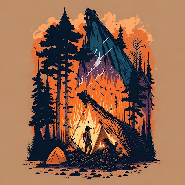 Artwork of Tshirt design a ripped tent spruces suns