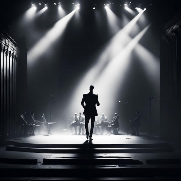 An Artwork With Cinematic Lighting That Shows an Actor On a Broadway Stage
