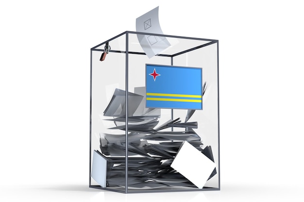 Aruba ballot box with voices and national flag election concept 3D illustration