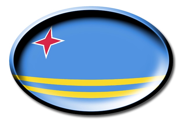 Aruba ronde landvlag op witte achtergrond