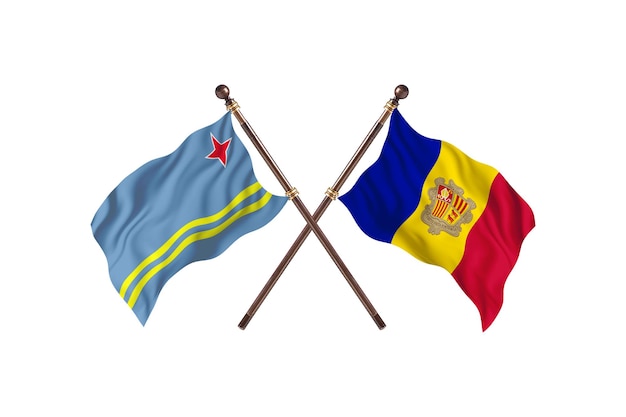 Aruba versus Andorra Two Countries Flags Background