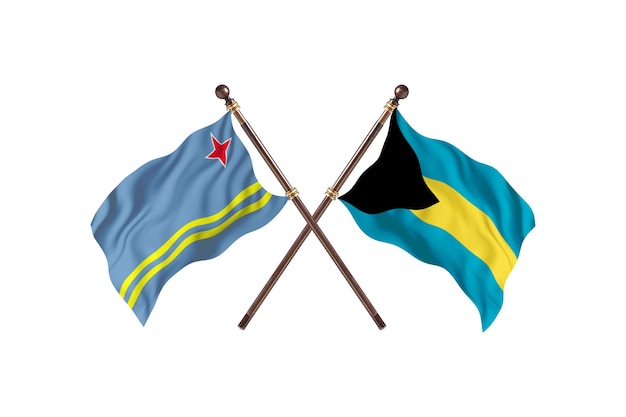 Aruba versus Bahama's Twee landen vlaggen achtergrond