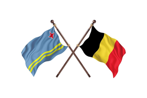 Aruba versus België twee landen vlaggen achtergrond