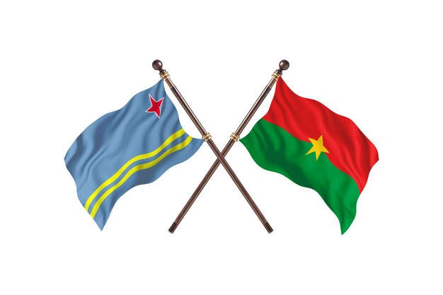 Aruba versus Burkina Faso twee landen vlaggen achtergrond