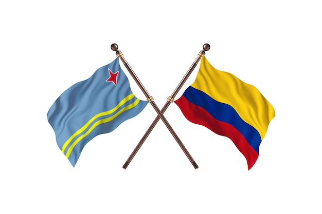 Aruba versus Colombia Twee landen vlaggen achtergrond