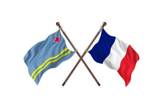 Aruba versus Frankrijk twee landen vlaggen achtergrond