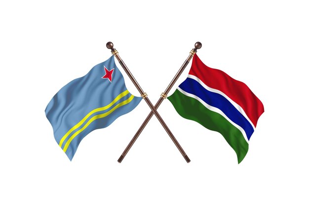 Aruba versus Gambia Twee landen vlaggen achtergrond