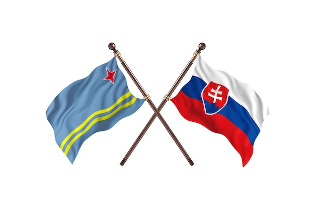 Aruba versus Slovakia Two Countries Flags Background