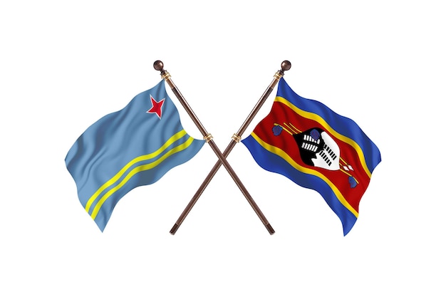 Aruba versus Swaziland Twee landen vlaggen achtergrond