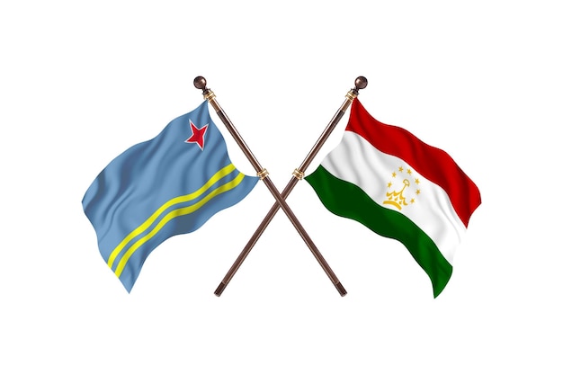 Аруба и Таджикистан против фона флагов двух стран