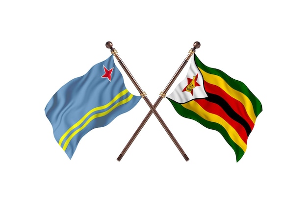 Aruba versus Zimbabwe Twee landen vlaggen achtergrond