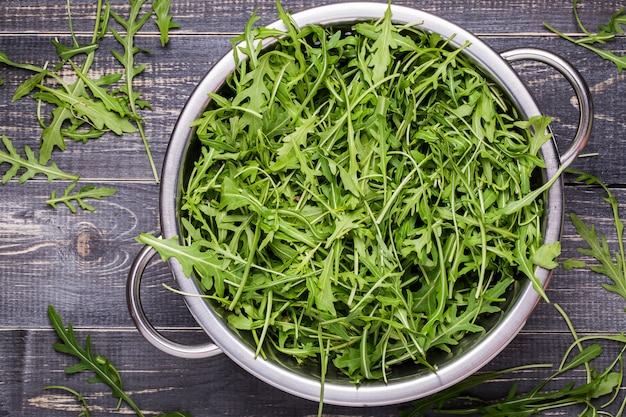 Arugula in a colander