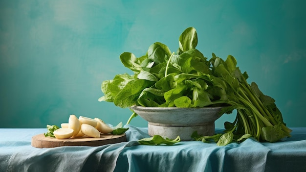 Photo arugula front view on color background