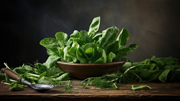 Arugula on the plate and around