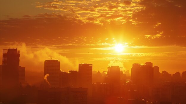 都市が新しい日に目覚めると 沈んだ天空のポディウム画像は エネルギーと暖かさを捉えています
