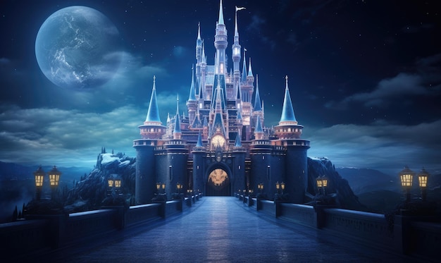 As darkness falls the fantasy castle comes alive with a mesmerizing display of glittering lights designe