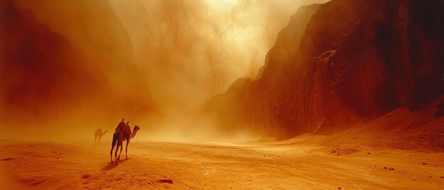 Foto come nel deserto con una nuvola di polvere sullo sfondo