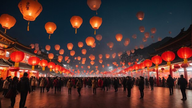 Photo as the main event of 2014 pingxi sky lantern festival at shifen sky lantern square on the fifteenth day of lunar new year lantern festival feb 14 2014 taipei