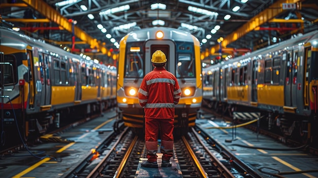 Photo as a manager of an electric train i inspect the system and control the operations of the sky trains in maintenance factories transportation companies and industries