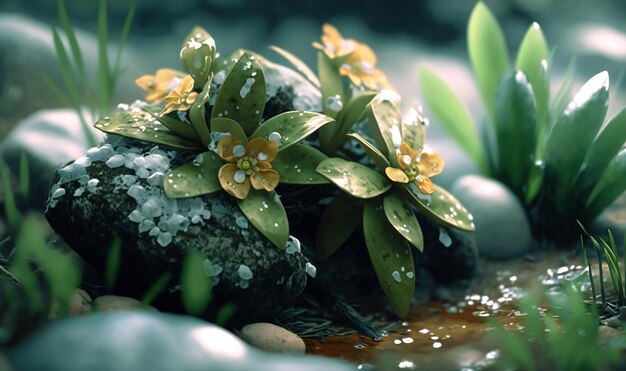 As the snow melts away the fresh greenery of Spring begins to emerge