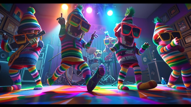 As the spotlight shines on the laundry room stage the animated sock band strikes a pose with the