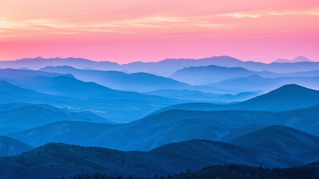 Photo as the sun dips below the horizon its fading light illuminates the mountain range in a spectacular display of colors the peaceful transition from day to night over the mountain ai generative