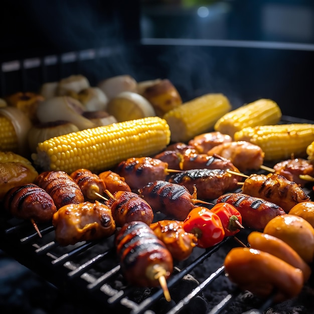 Asado al carbon maiz carne chorizo