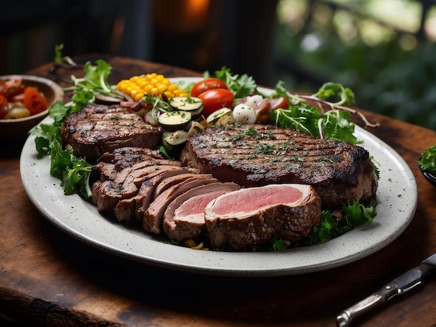 Asado griglia mista con lato di verdure miste