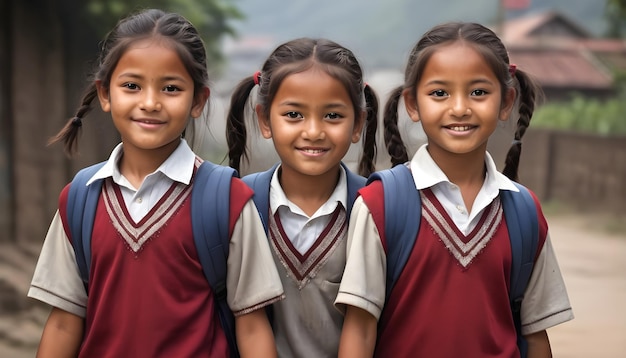 Foto asain bambini che indossano l'uniforme scolastica