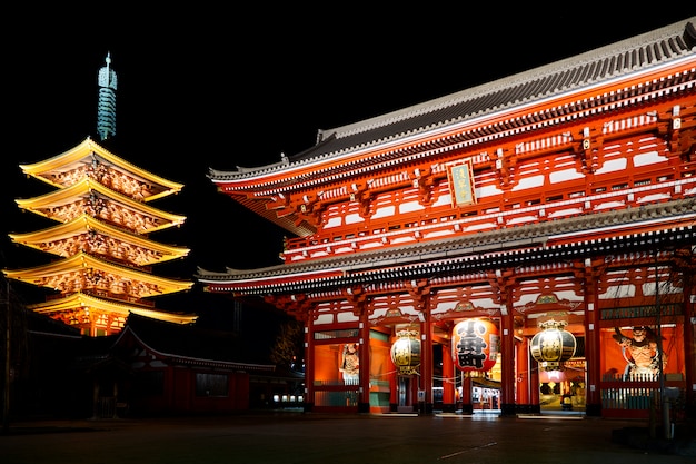 Храм Asakusa sensoji ночью